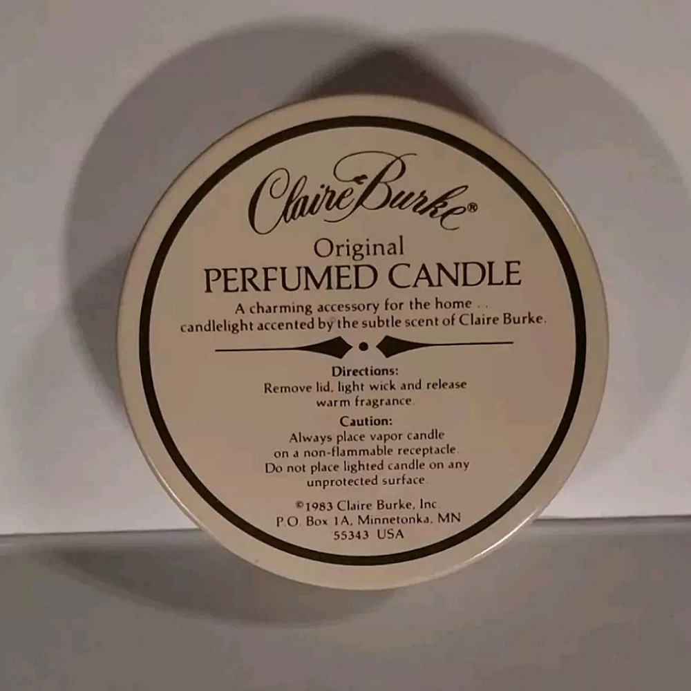 Vintage 80s Claire Burke Original Perfumed Candle Tin Scented Travel Unused 1983
